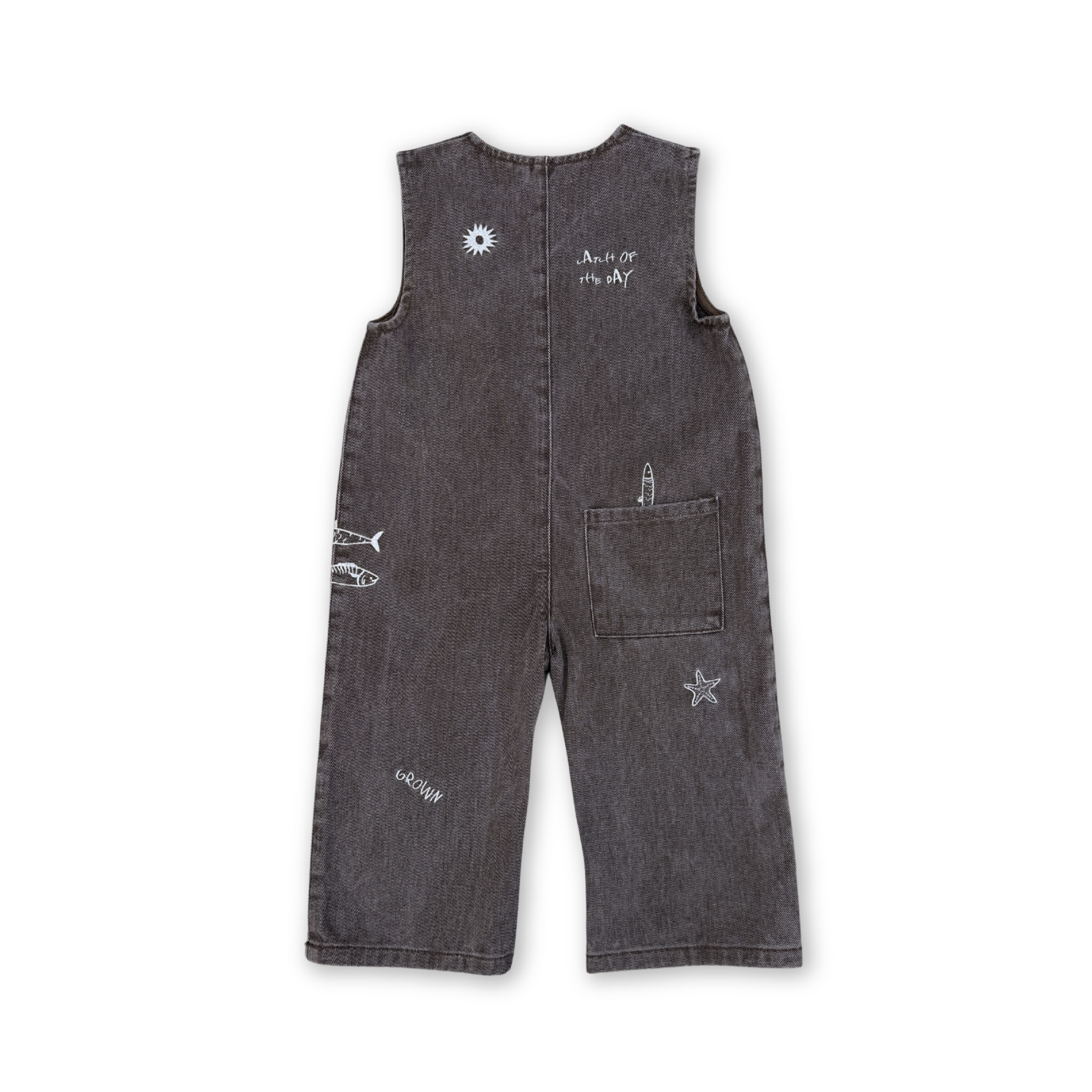 Fishy Business Denim Jumpsuit - Ash