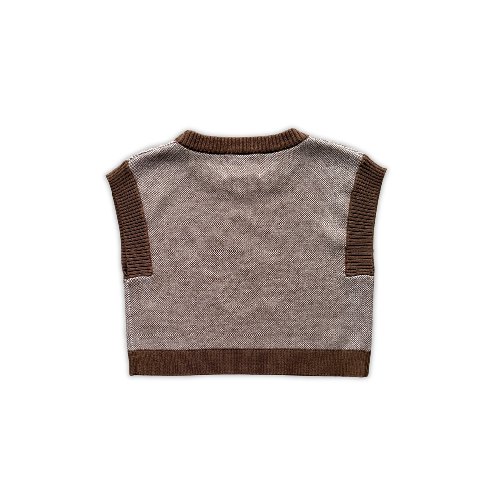 Organic Fields Embroidery Knit Vest - Espresso