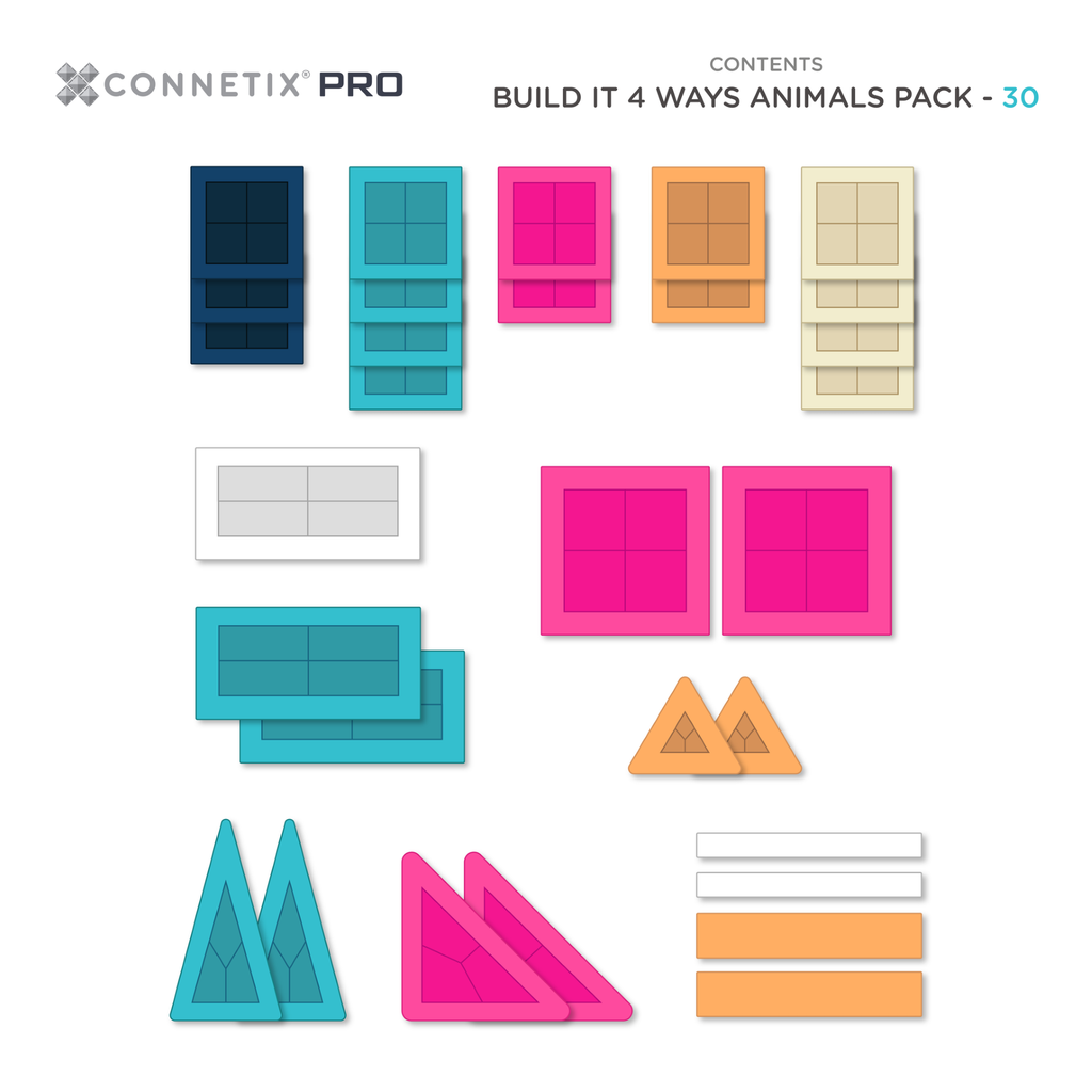 Connetix PRO Build It 4 Ways 30pc - Animals Pack
