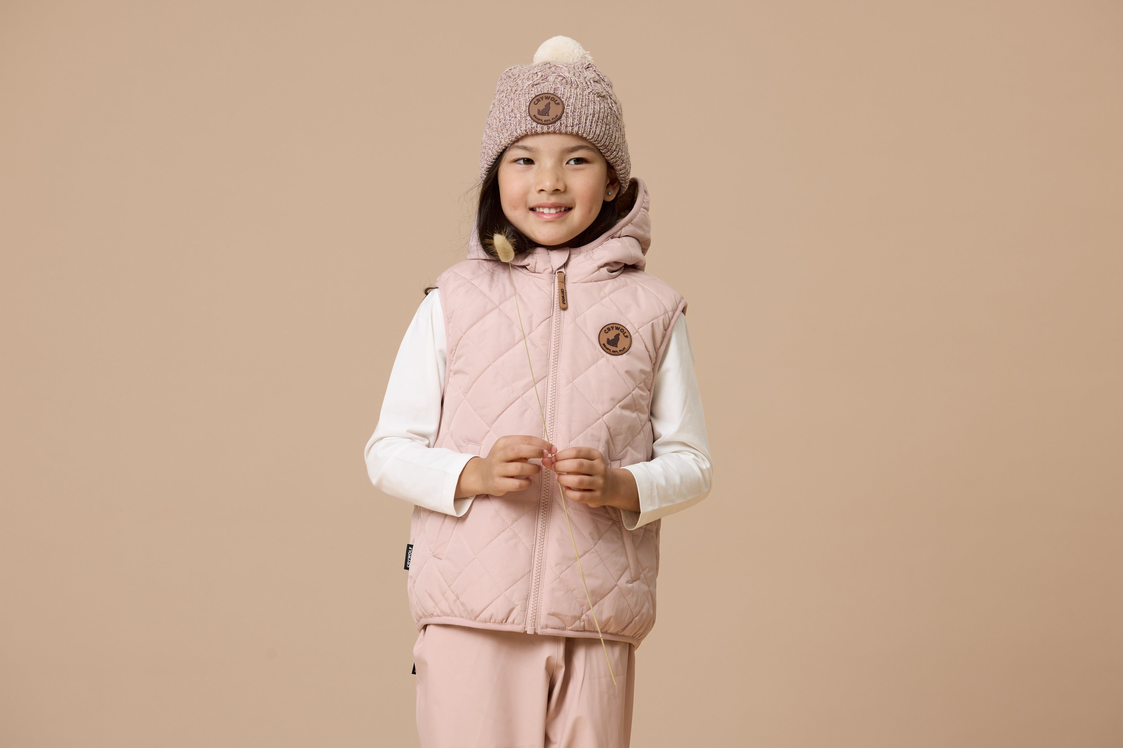 Crywolf Reversible Yeti Vest - Blush/Camel