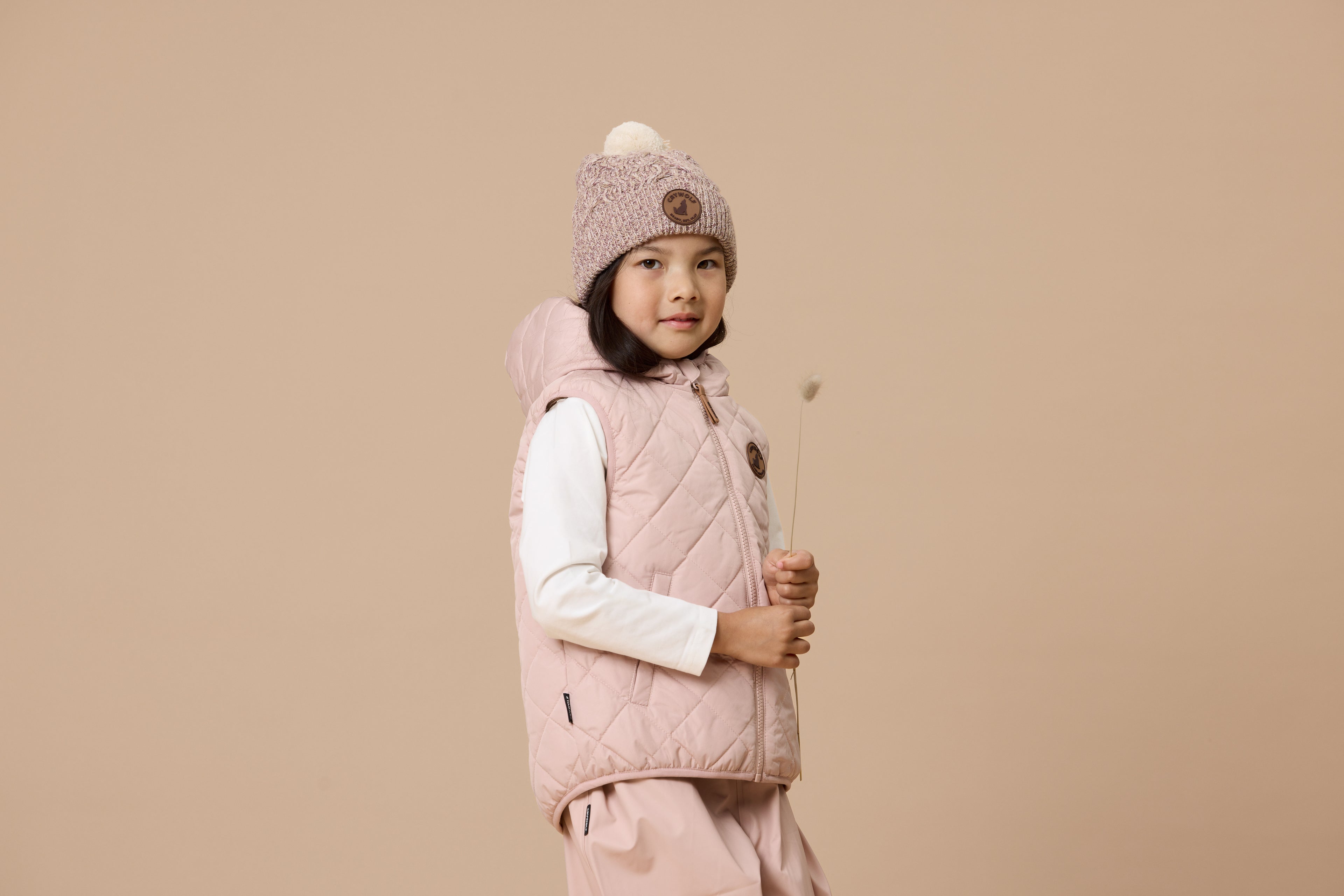 Crywolf Reversible Yeti Vest - Blush/Camel
