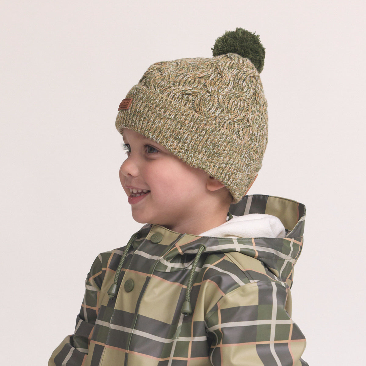 Pom Pom Beanie Olive Speckle