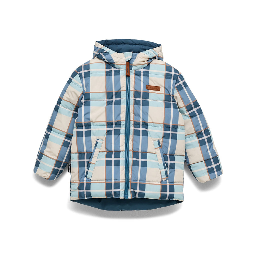 Reversible Eco-Puffer Blue Plaid
