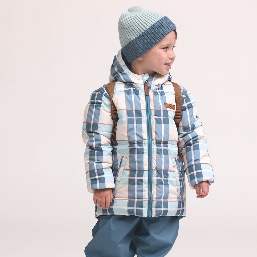 Reversible Eco-Puffer Blue Plaid