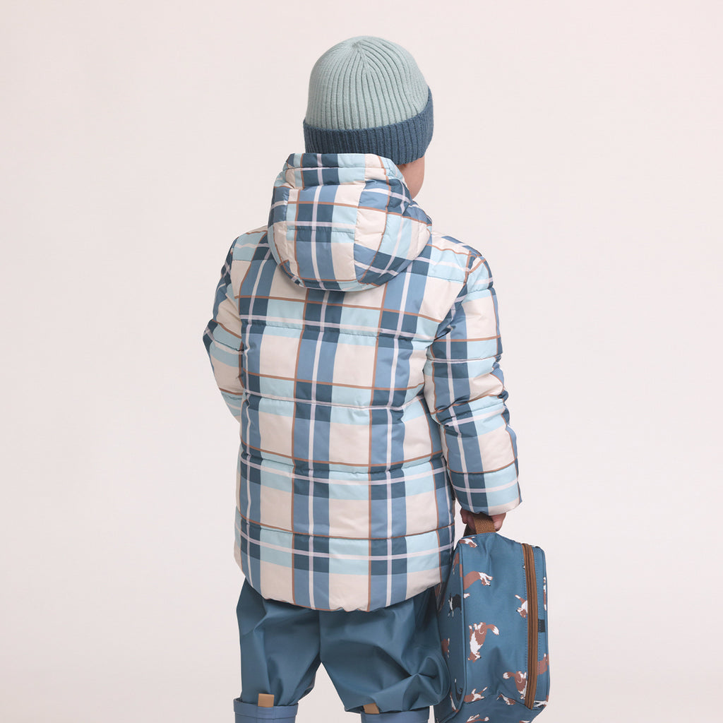 Reversible Eco-Puffer Blue Plaid