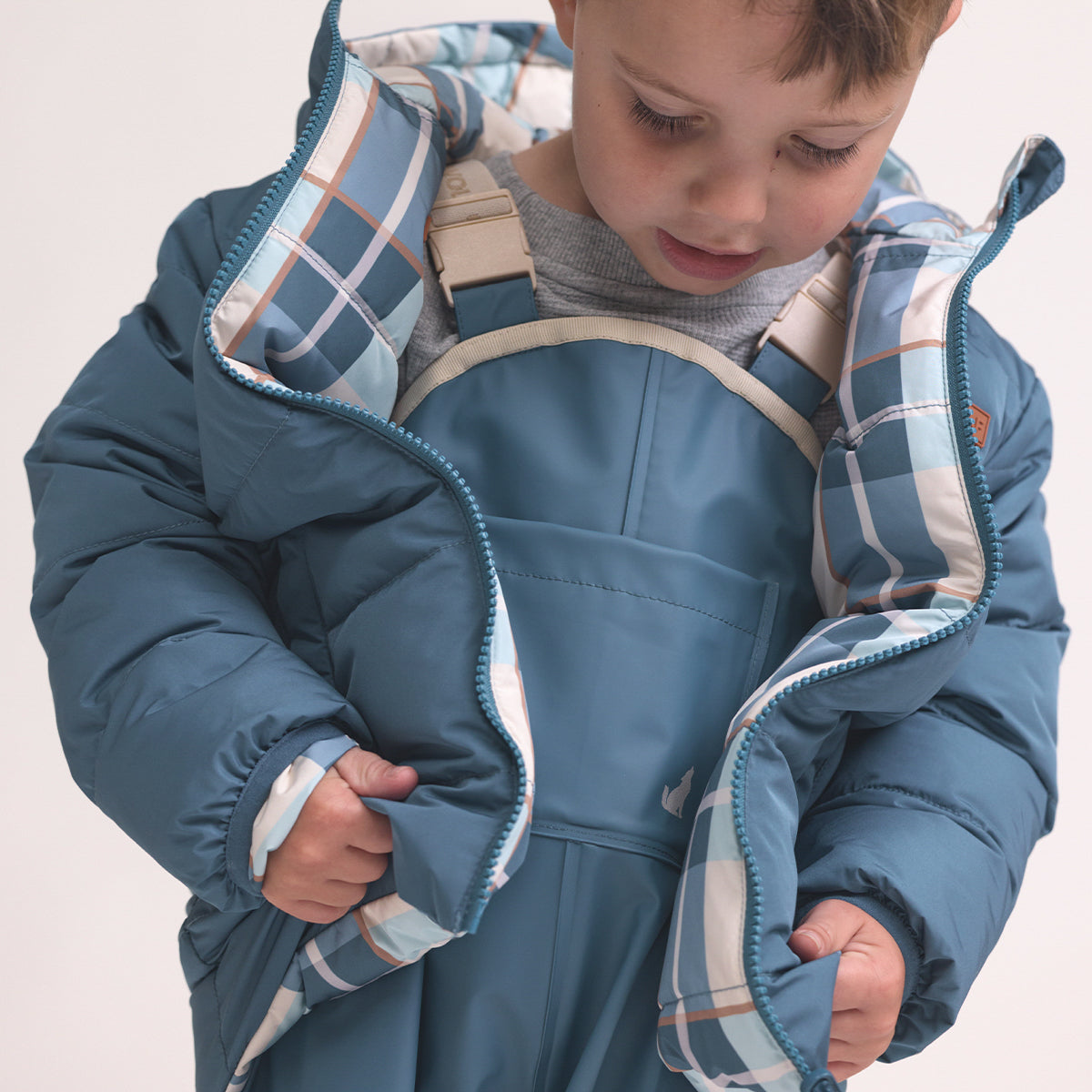 Reversible Eco-Puffer Blue Plaid