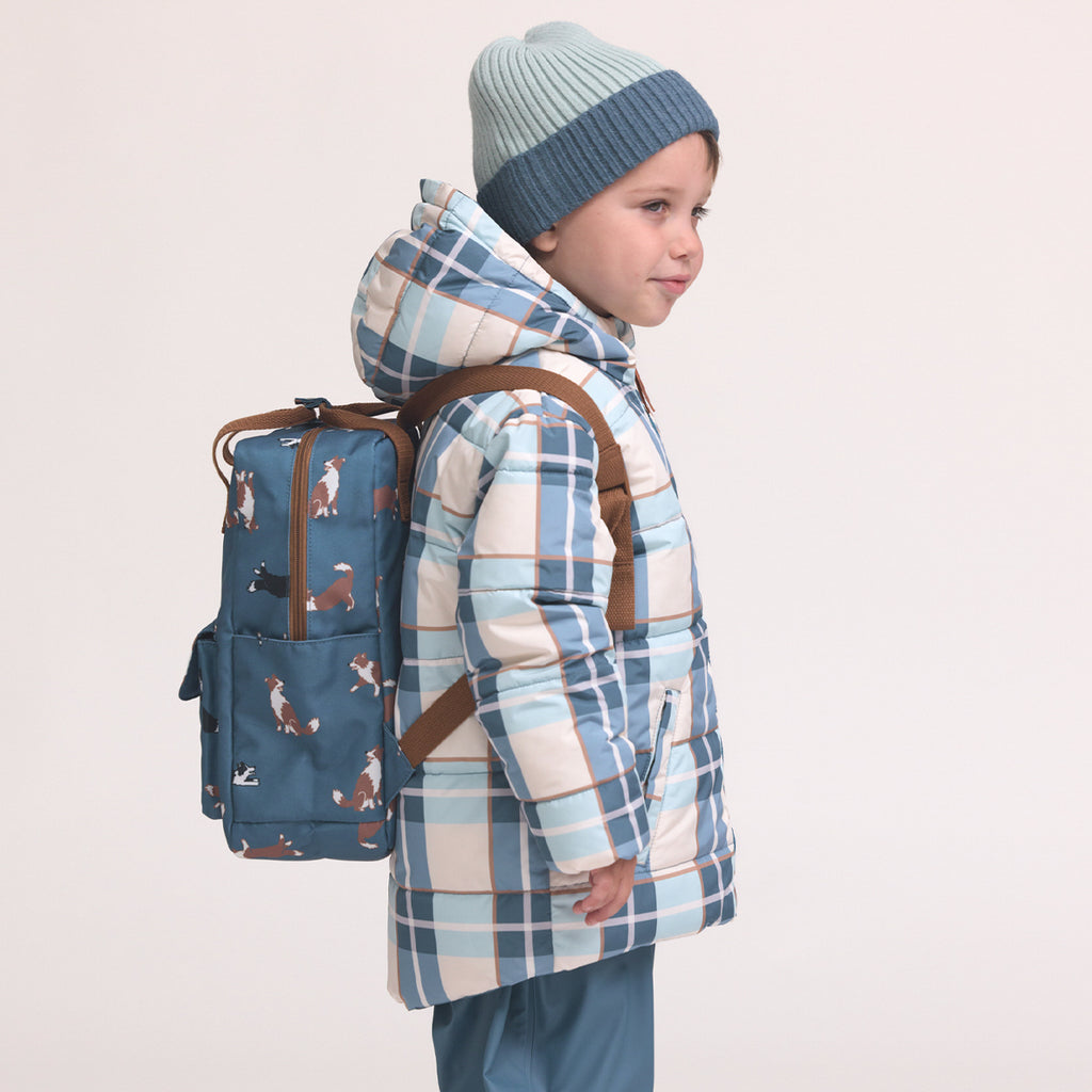 Reversible Eco-Puffer Blue Plaid