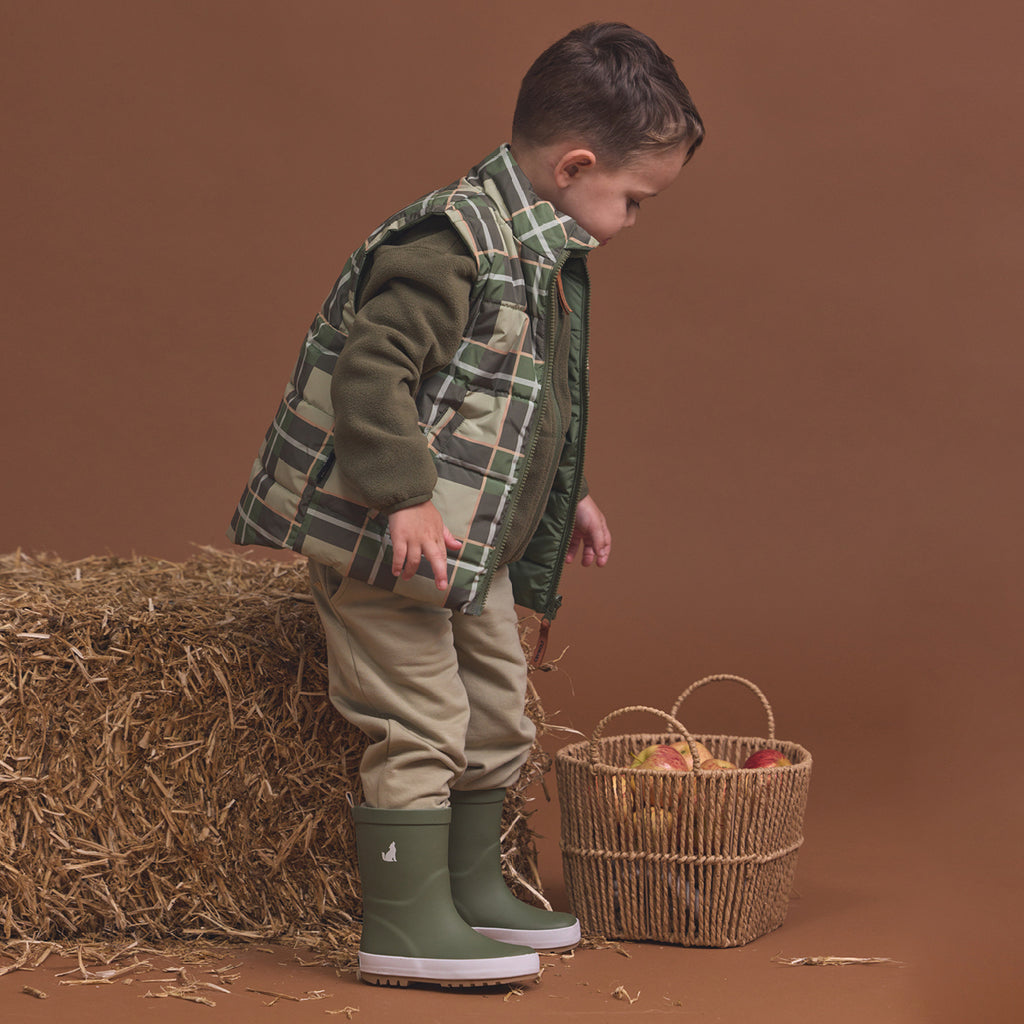 Reversible Eco-Vest Field Plaid