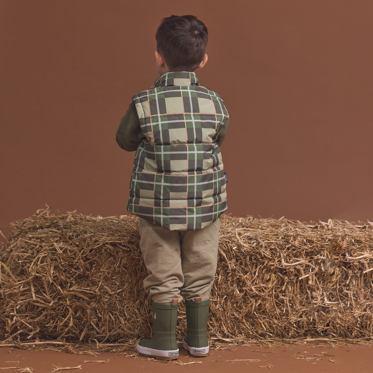 Reversible Eco-Vest Field Plaid