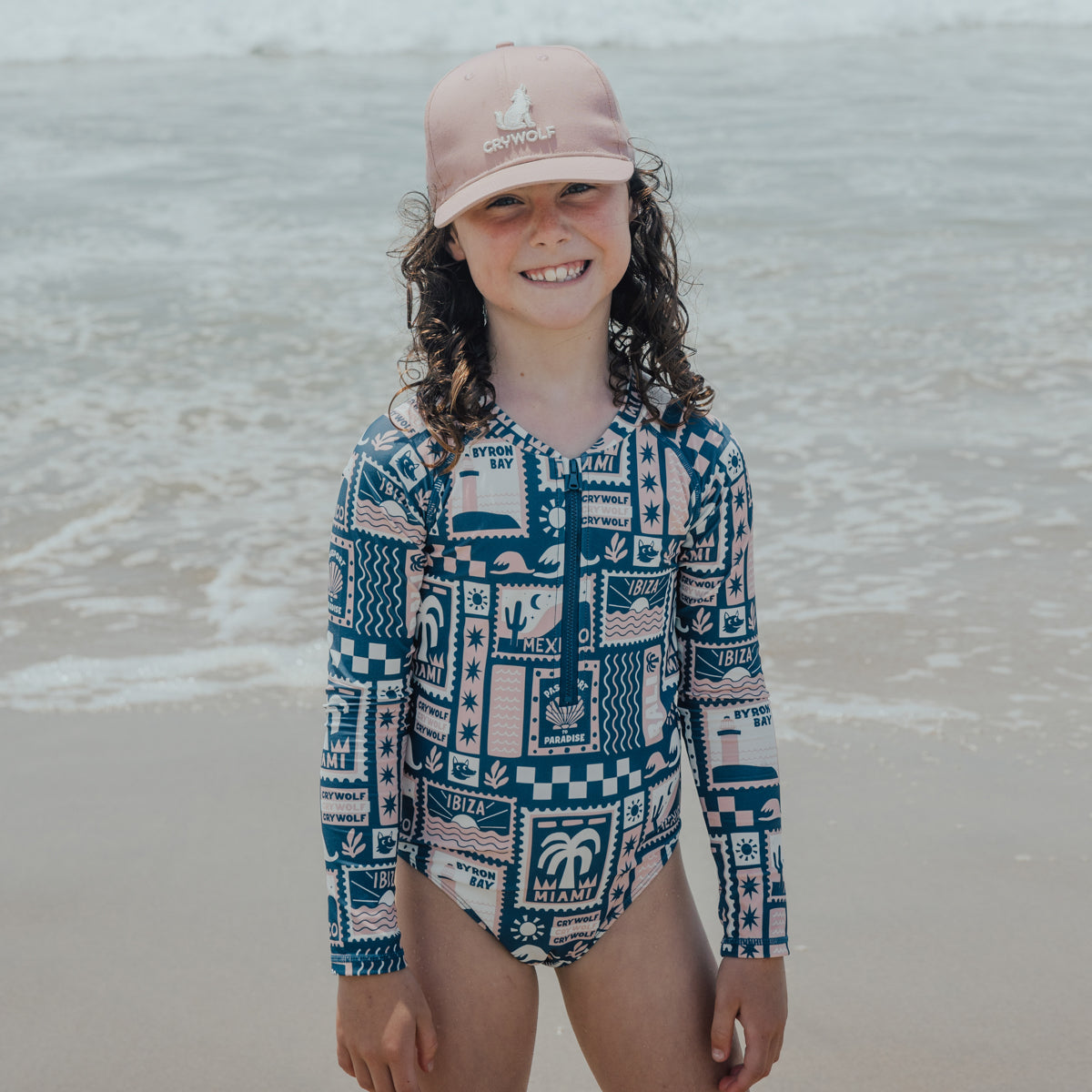 Crywolf Long Sleeve Swimsuit - Blush Postcards