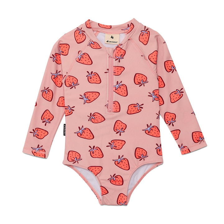 Crywolf Long Sleeve Swimsuit - Strawberry Splash