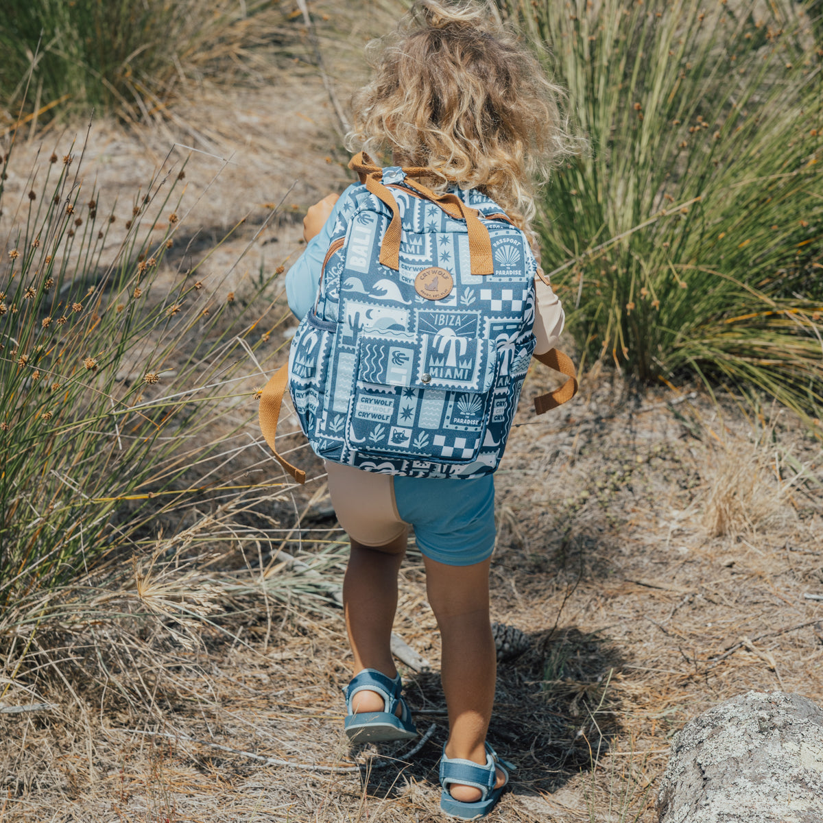 Mini Backpack - Blue Postcards