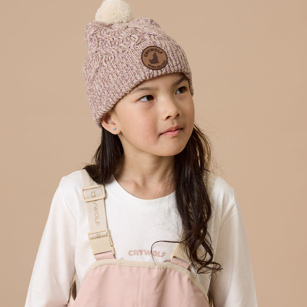 Crywolf Pom Pom Beanie - Mauve Speckle