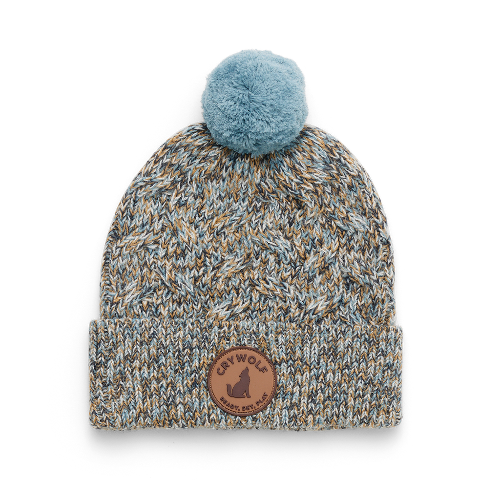 Pom Pom Beanie - Blue Speckle