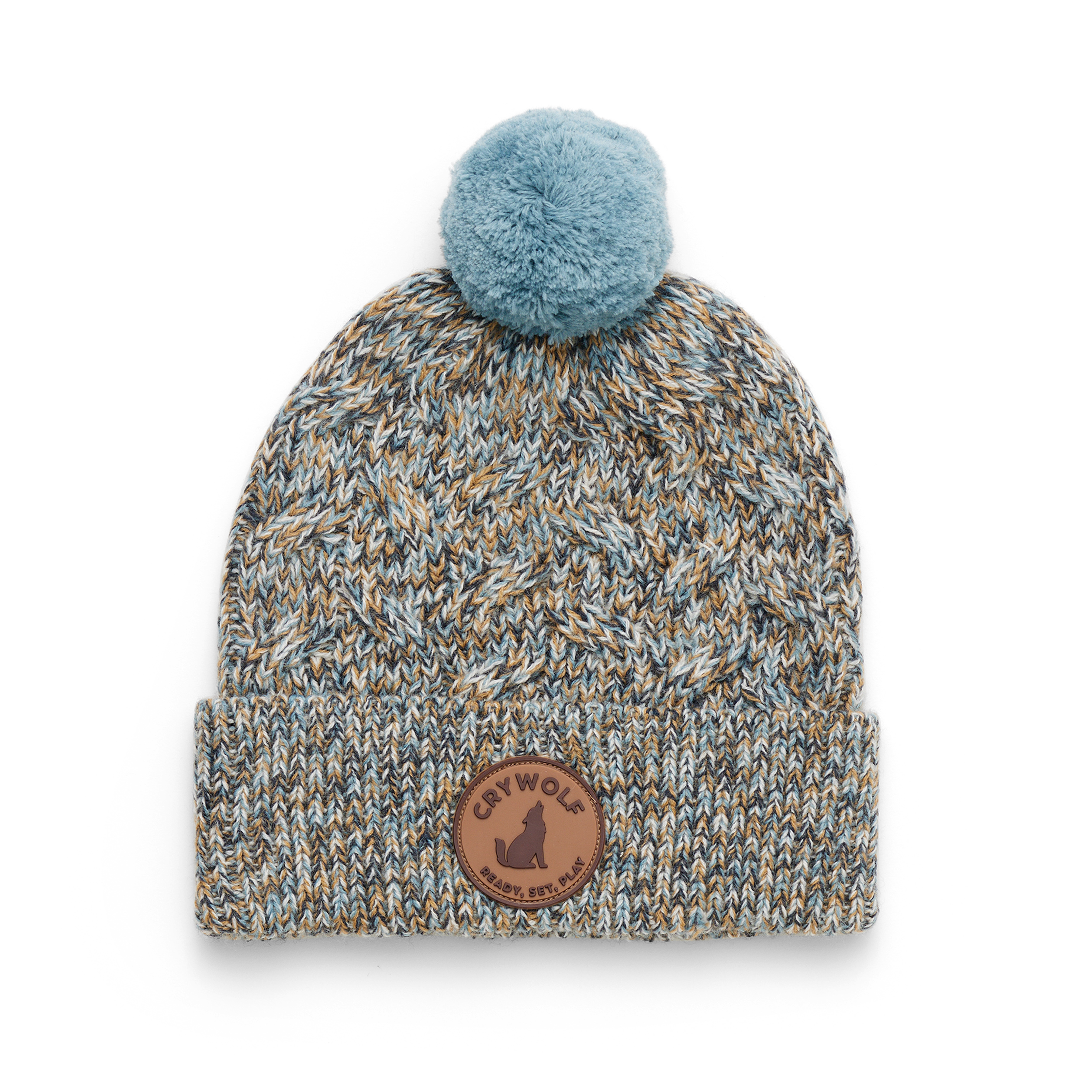 Pom Pom Beanie - Blue Speckle