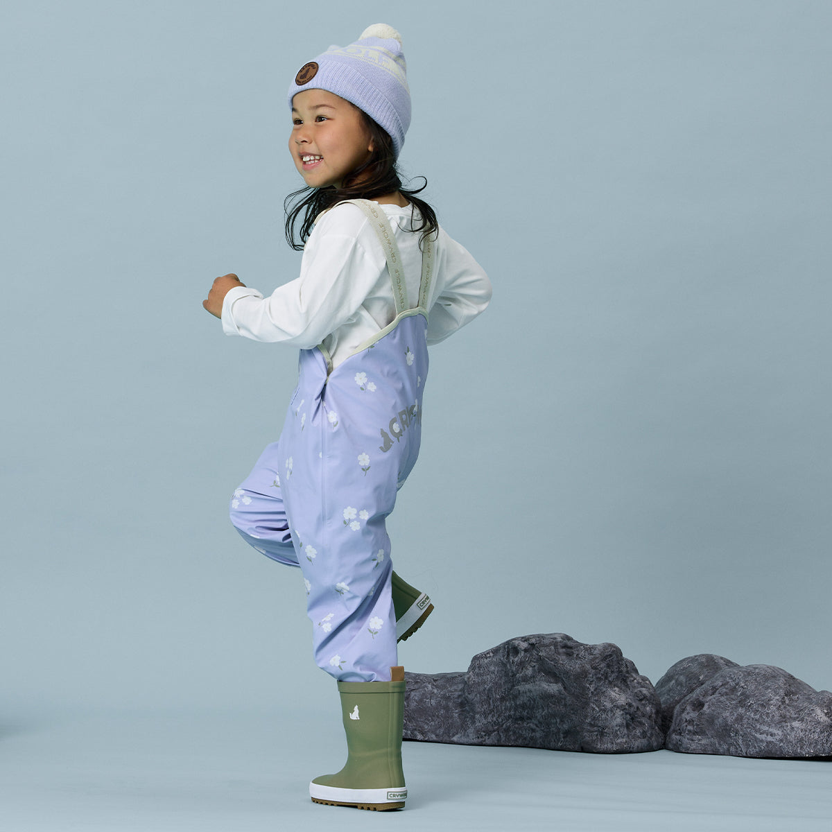 Crywolf Rain Overalls - Floral - Periwinkle