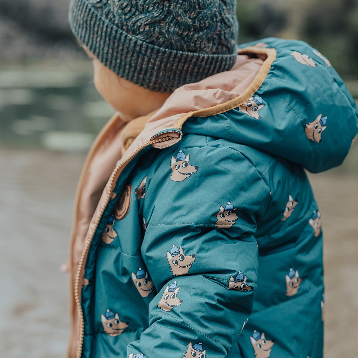 Reversible Eco Puffer - Tan Wolf