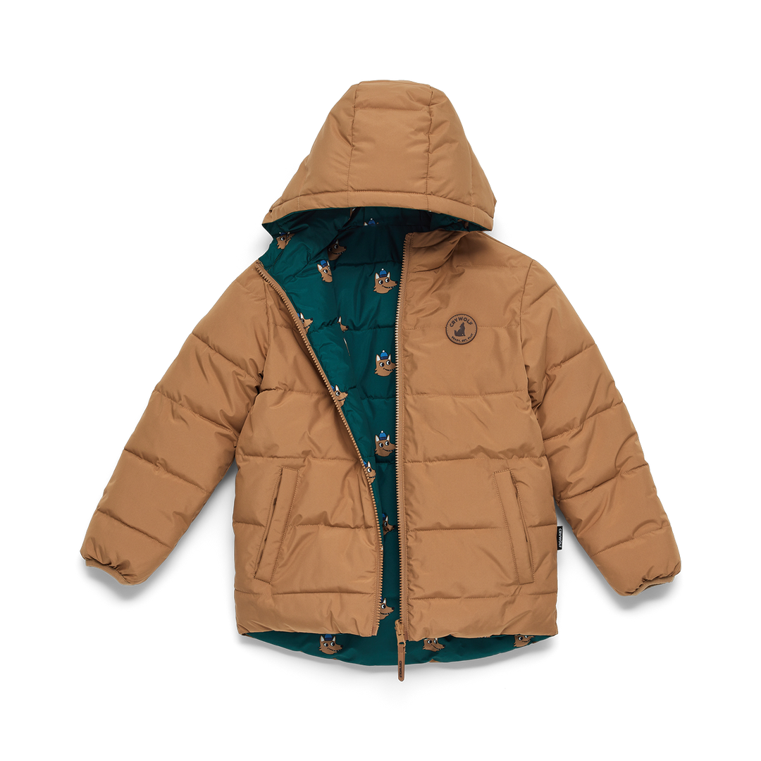 Crywolf Reversible Eco Puffer - Tan Wolf