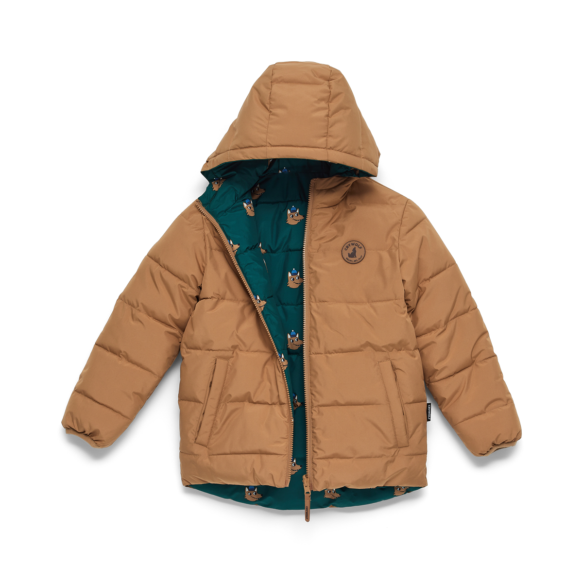 Reversible Eco Puffer - Tan Wolf