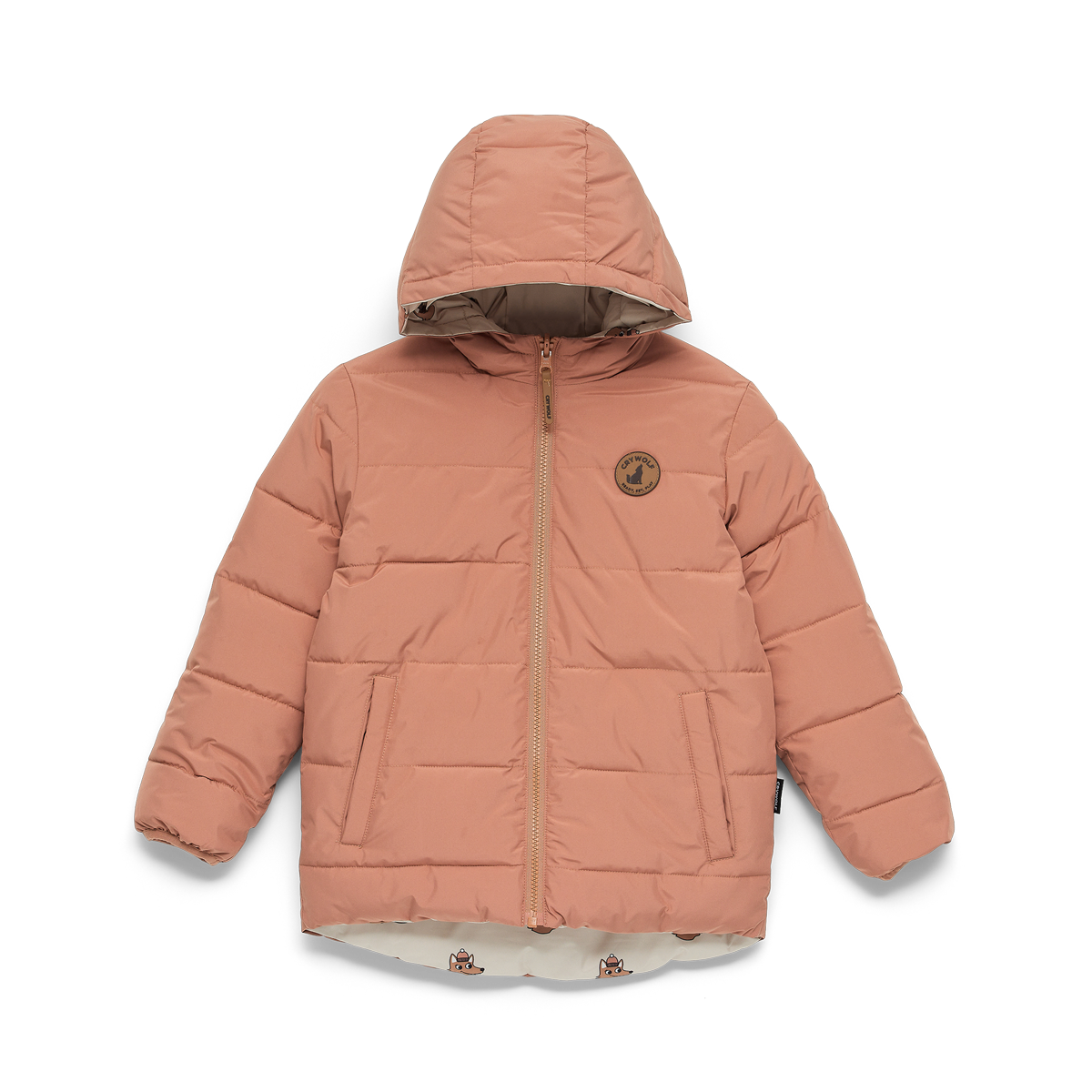 Crywolf Reversible Eco Puffer - Terracotta Wolf