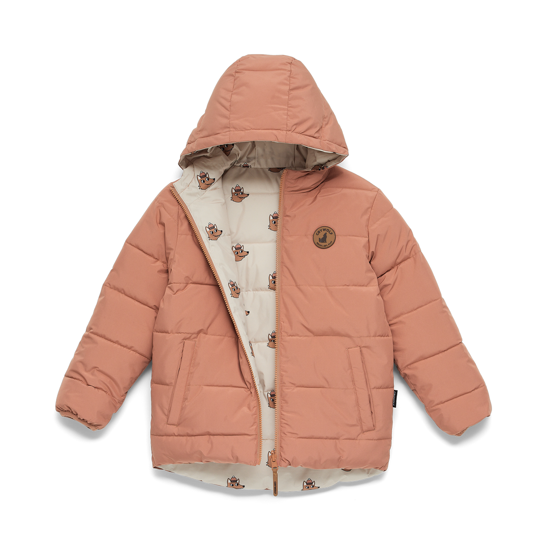 Crywolf Reversible Eco Puffer - Terracotta Wolf