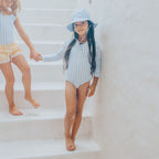 Long Sleeve Swimsuit - Sky Blue Stripe