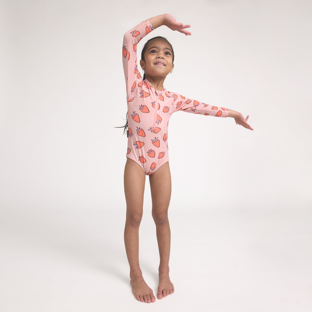 Crywolf Long Sleeve Swimsuit - Strawberry Splash