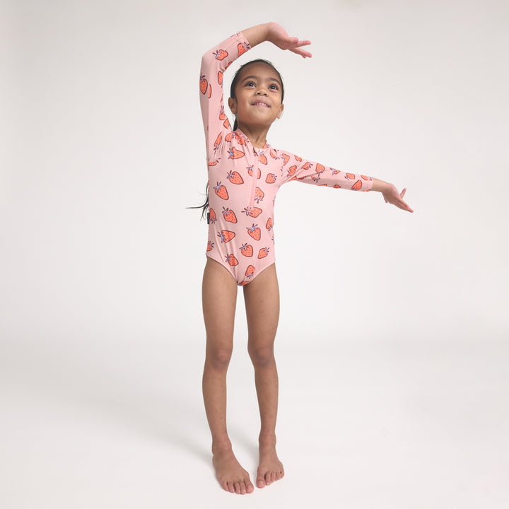 Crywolf Long Sleeve Swimsuit - Strawberry Splash