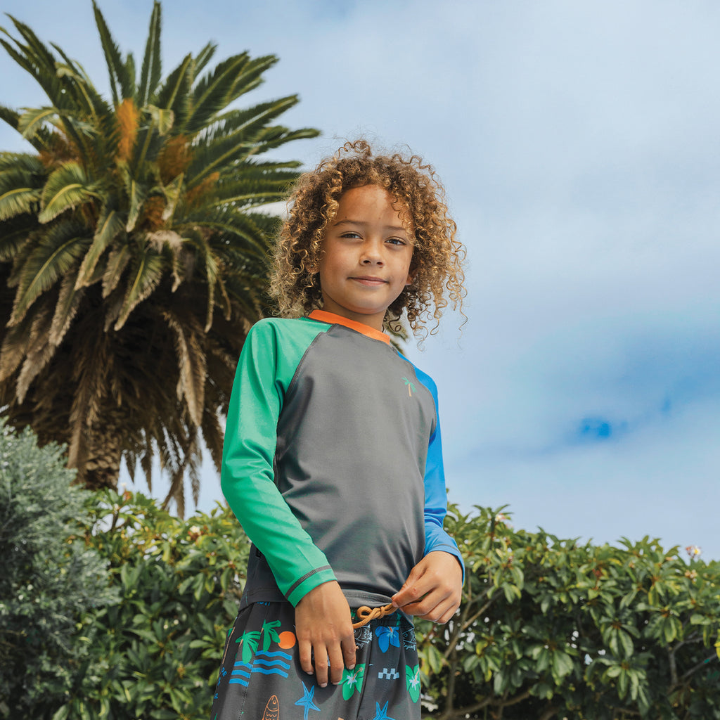 Long Sleeve Rash Vest Seaside Colourblock