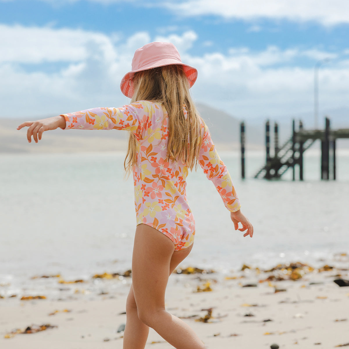 Long Sleeve Swimsuit Hibiscus Daze