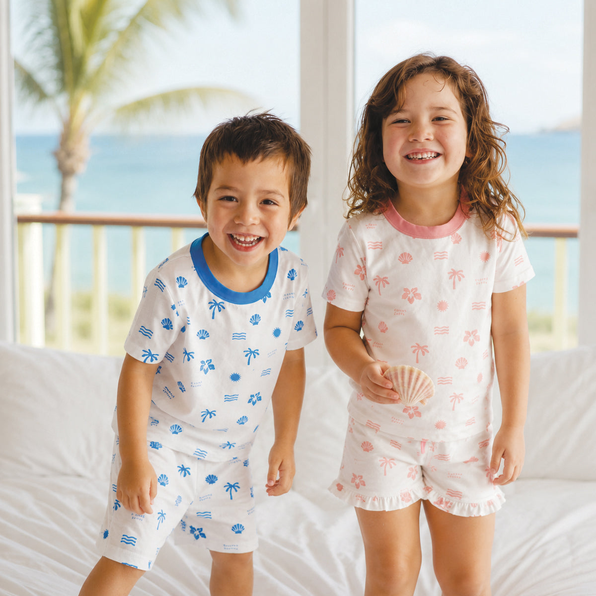 Short Sleeve Sleep Set Pink Holiday