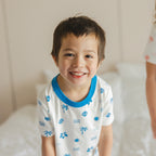Short Sleeve Sleep Set Blue Holiday