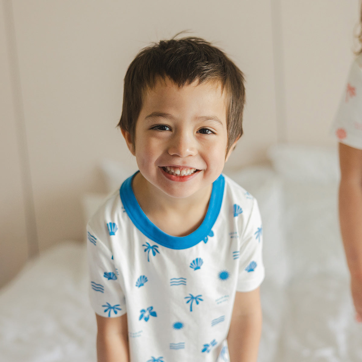 Short Sleeve Sleep Set Blue Holiday