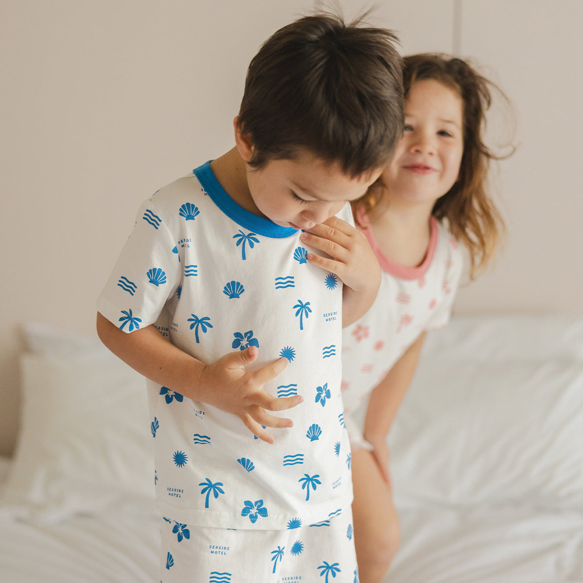 Short Sleeve Sleep Set Blue Holiday