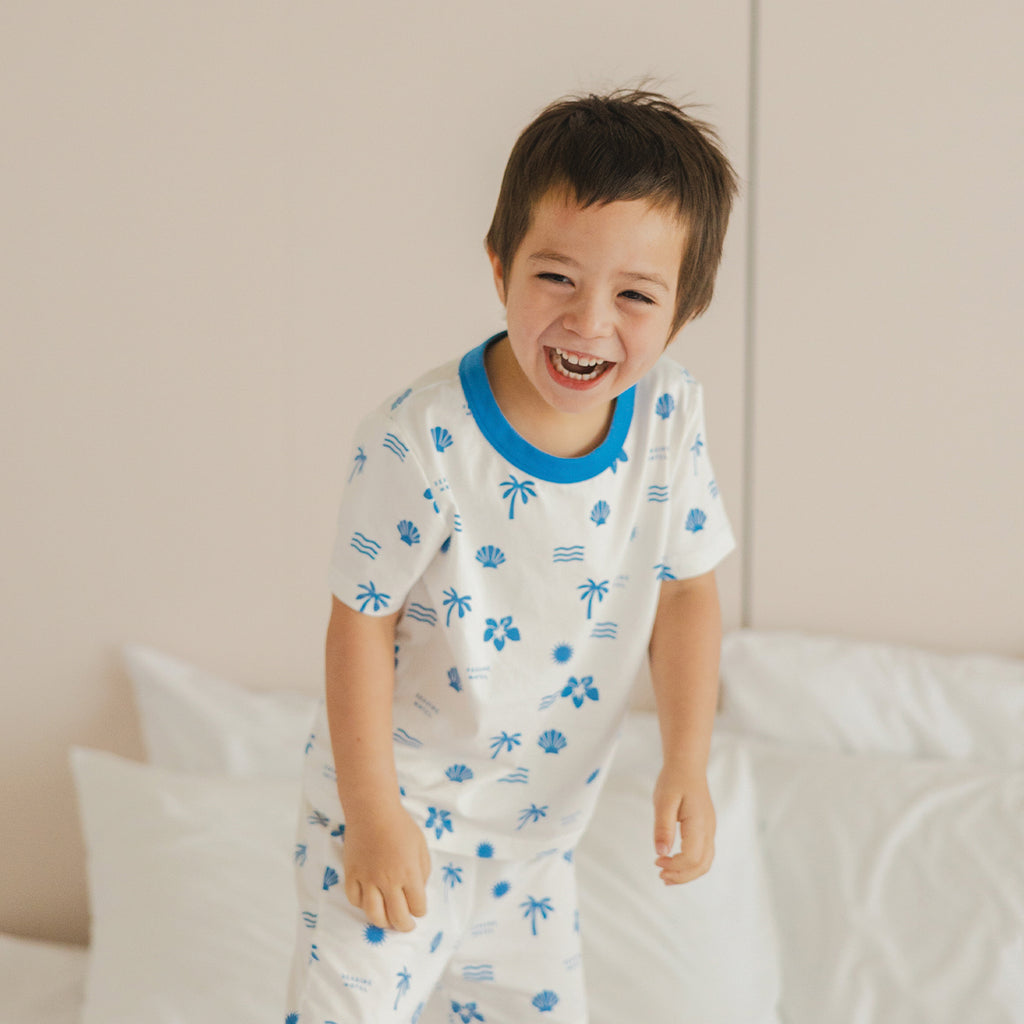 Short Sleeve Sleep Set Blue Holiday
