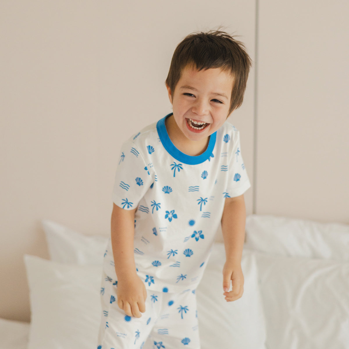 Short Sleeve Sleep Set Blue Holiday