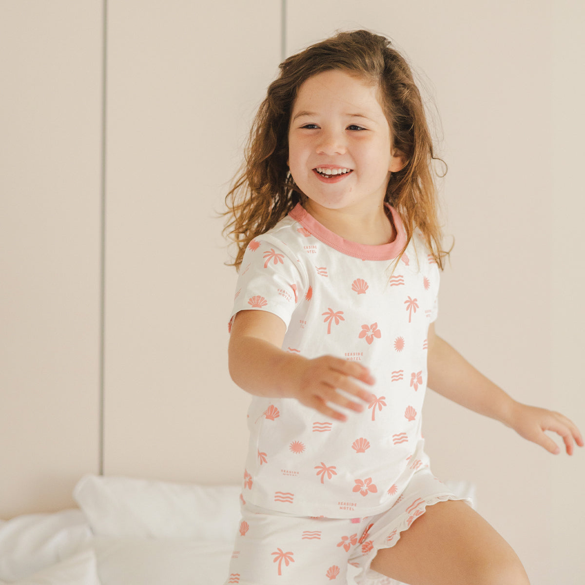 Short Sleeve Sleep Set Pink Holiday