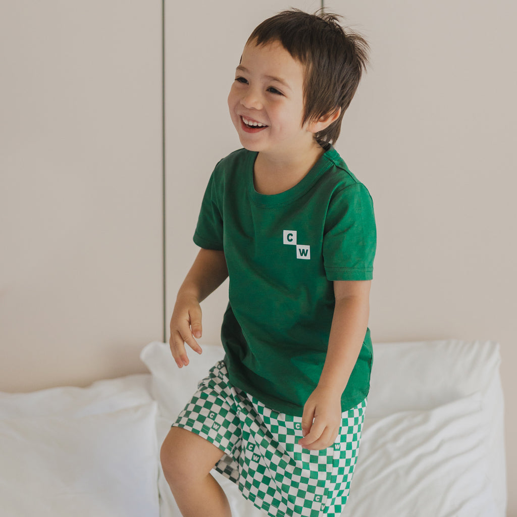 Short Sleeve Sleep Set Sea Green Check