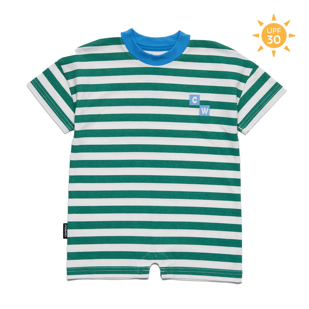 Sun Smart Romper Sea Green Stripe