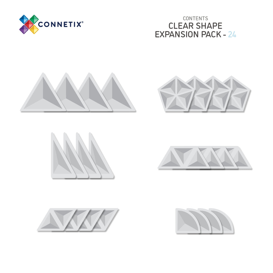 Connetix Tiles - 24 Piece Expansion Set | Clear