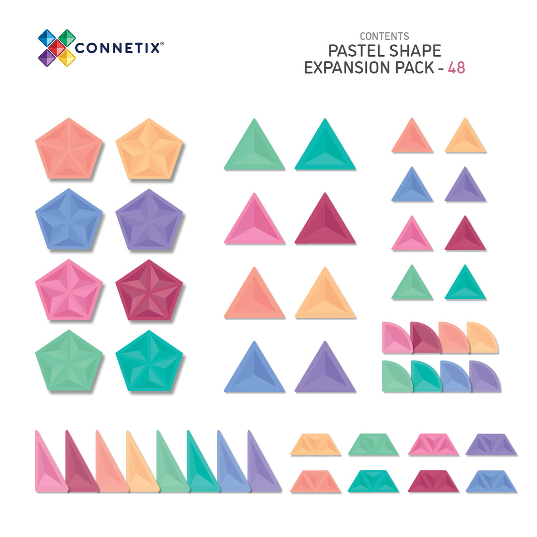 Connetix Tiles - 48 Piece Expansion Set | Pastel