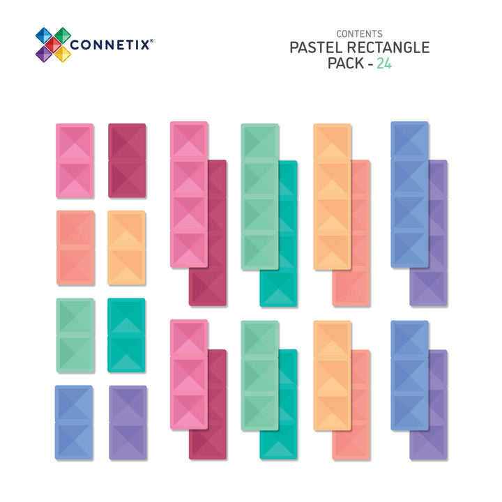 Connetix Tiles - 24 Piece Rectangle Set | Pastel