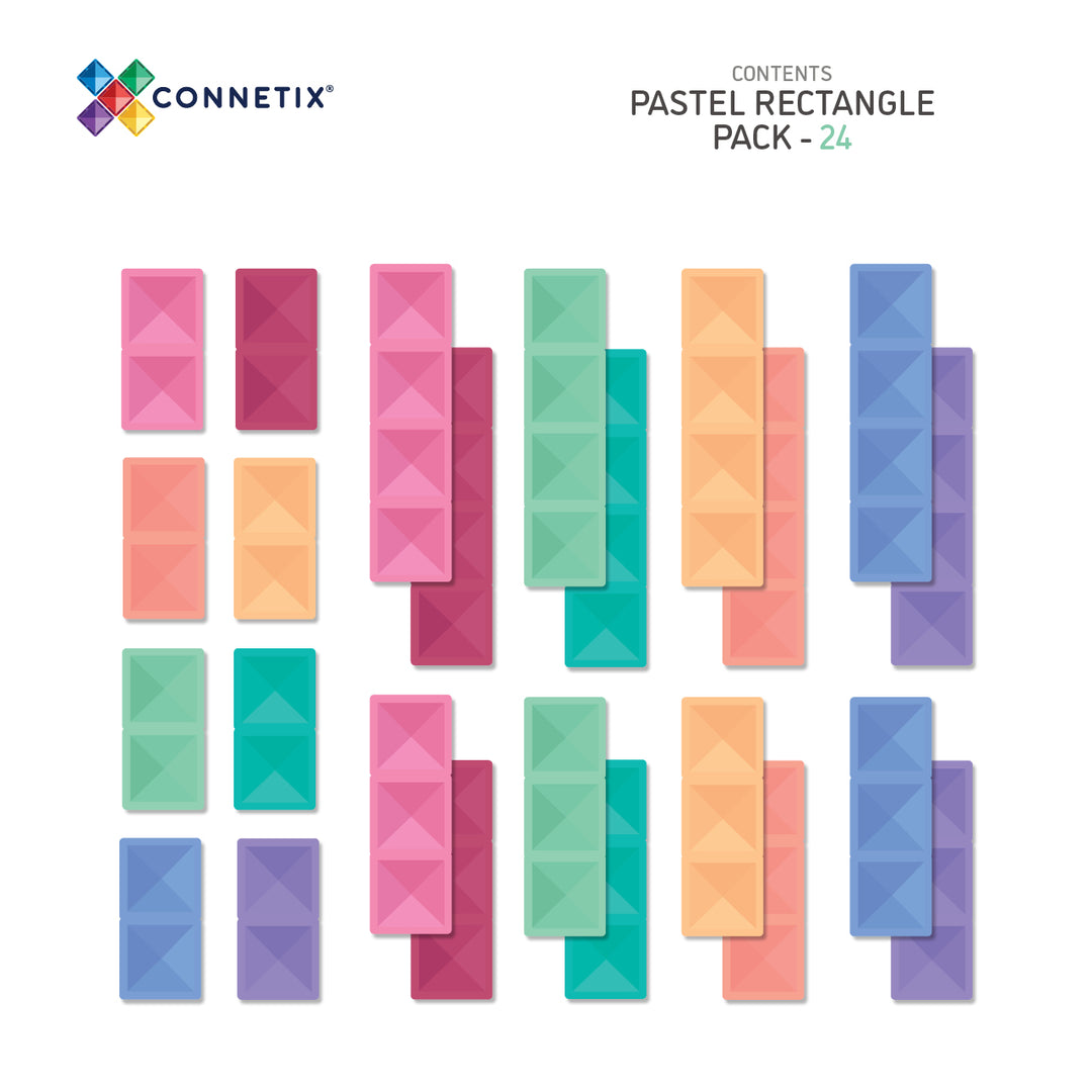 Connetix Tiles - 24 Piece Rectangle Set | Pastel