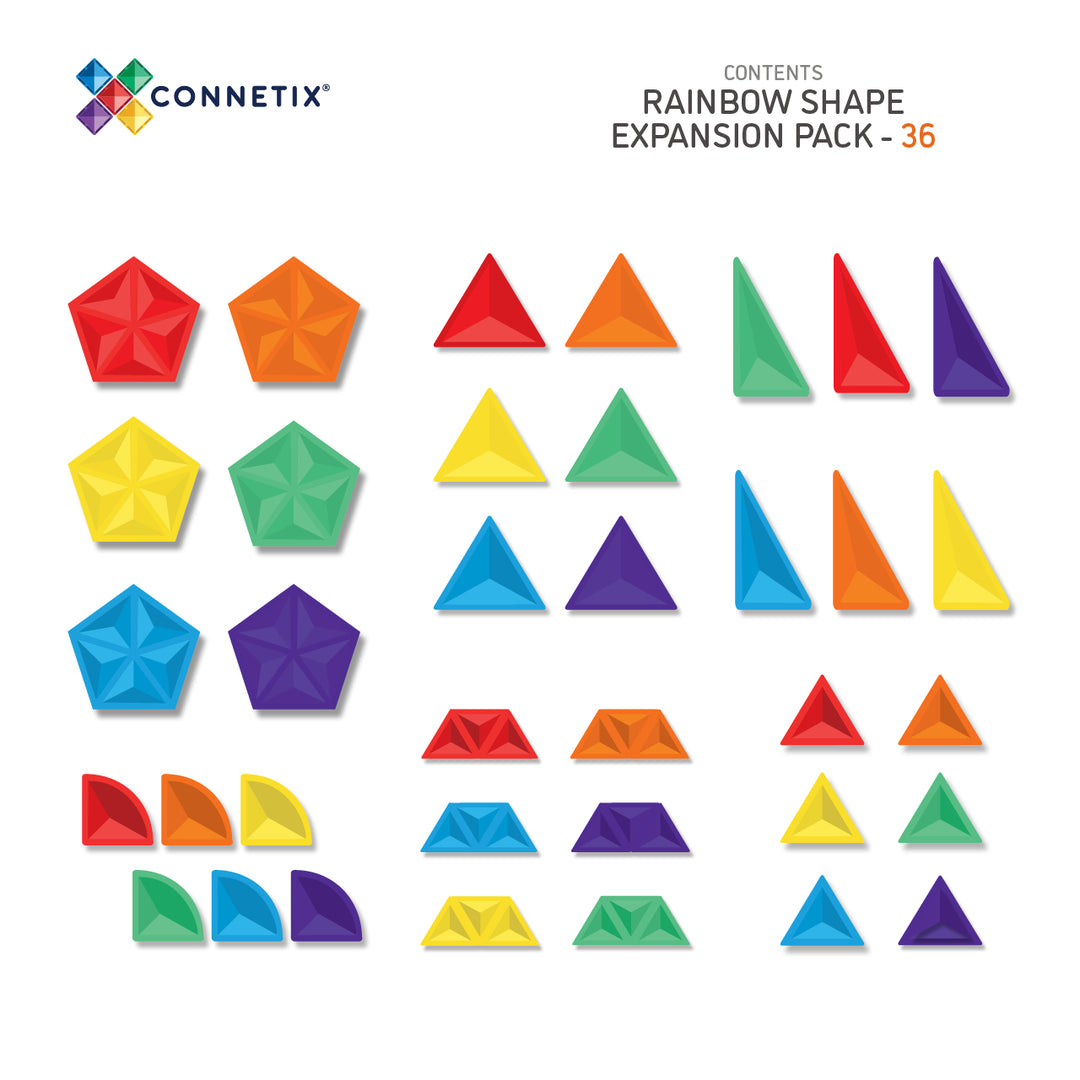 Connetix Tiles - 36 Piece Expansion Set | Rainbow