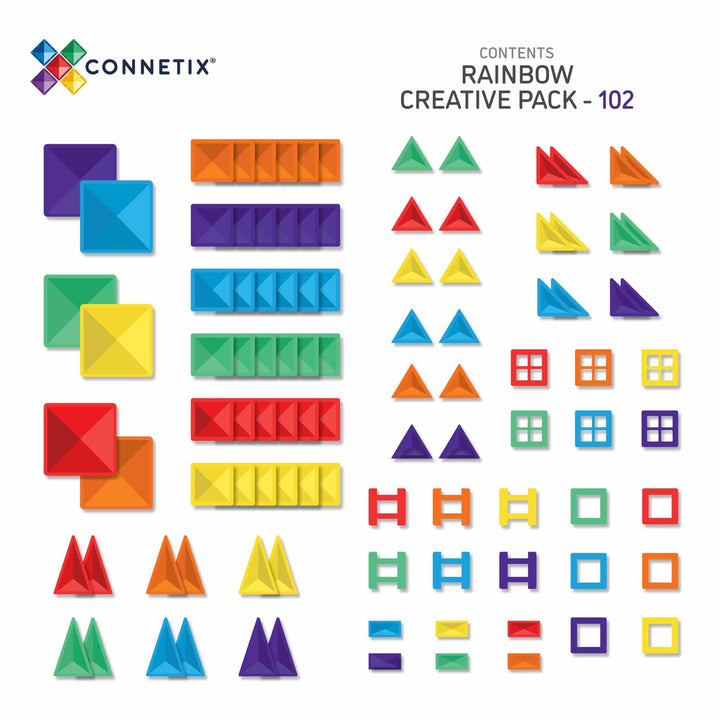 Connetix Tiles - 102 Piece Creative Pack | Rainbow