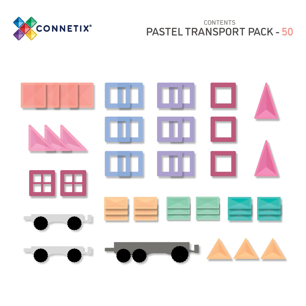 Connetix Tiles - 50 Piece Transport Pack | Pastel
