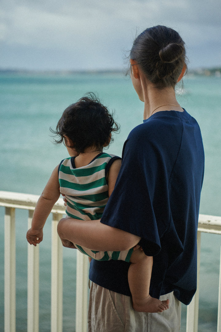 Nature Baby Camper Suit - Peppermint/Navy Stripe