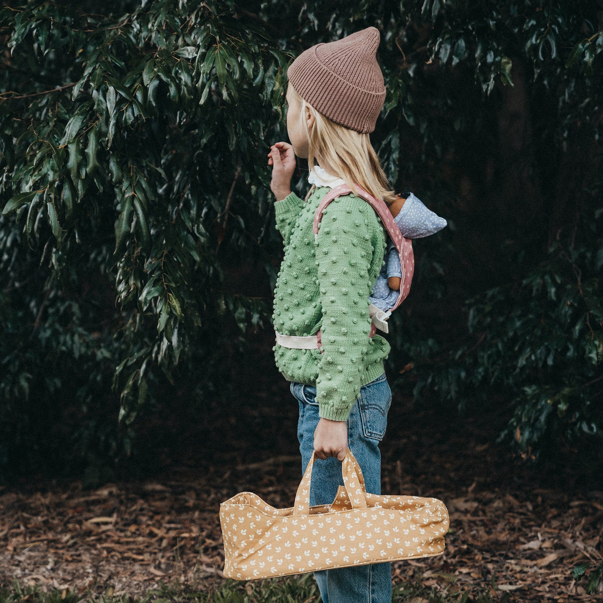 Dinkum Doll Carry Cot - Leaf