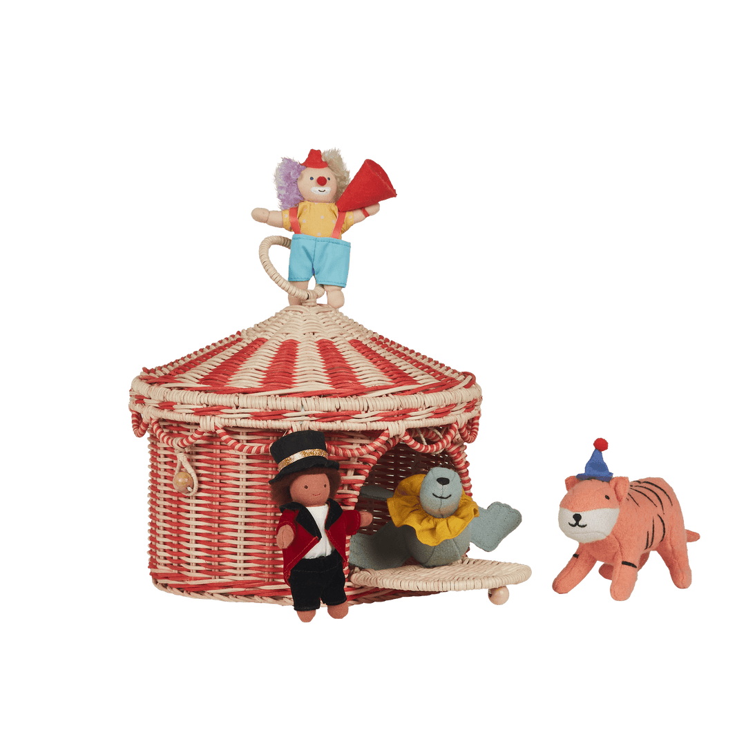 Olli Ella Circus Tent Basket - Red/Straw