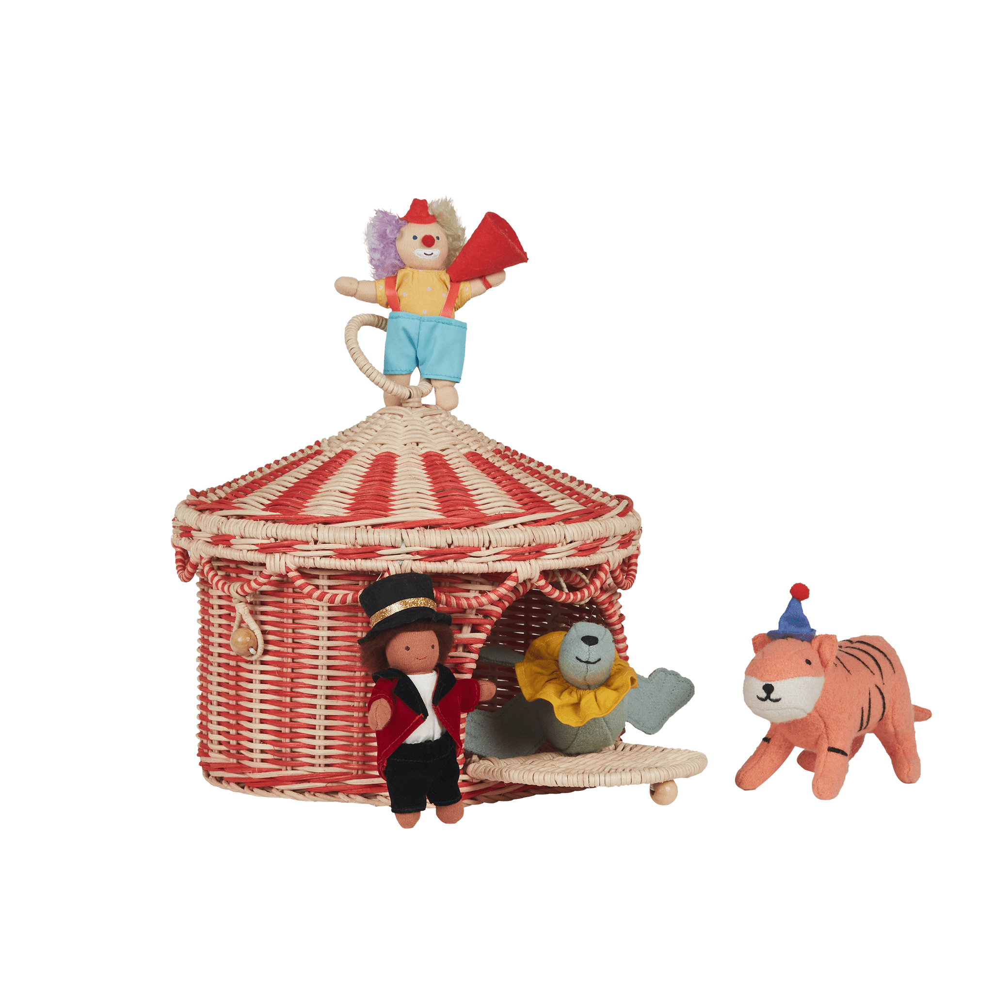 Olli Ella Circus Tent Basket - Red/Straw